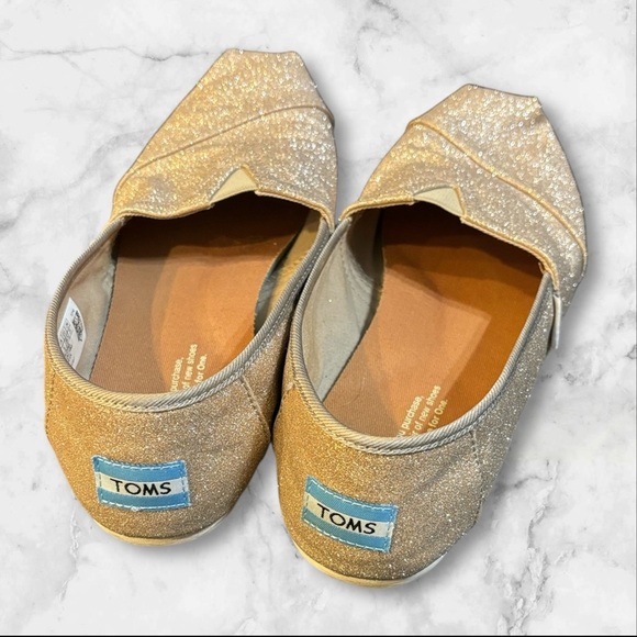 TOMS Women's Sparkling Glitter Flats- Gold - Picture 2 of 3